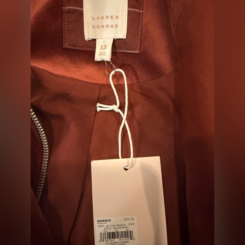 Lauren Conrad LC velvet brown/burgundy jacket moto style new with tags - Picture 4 of 7